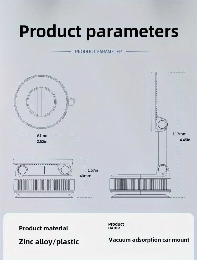 360° Adjustable Vacuum Magnetic Mount Car