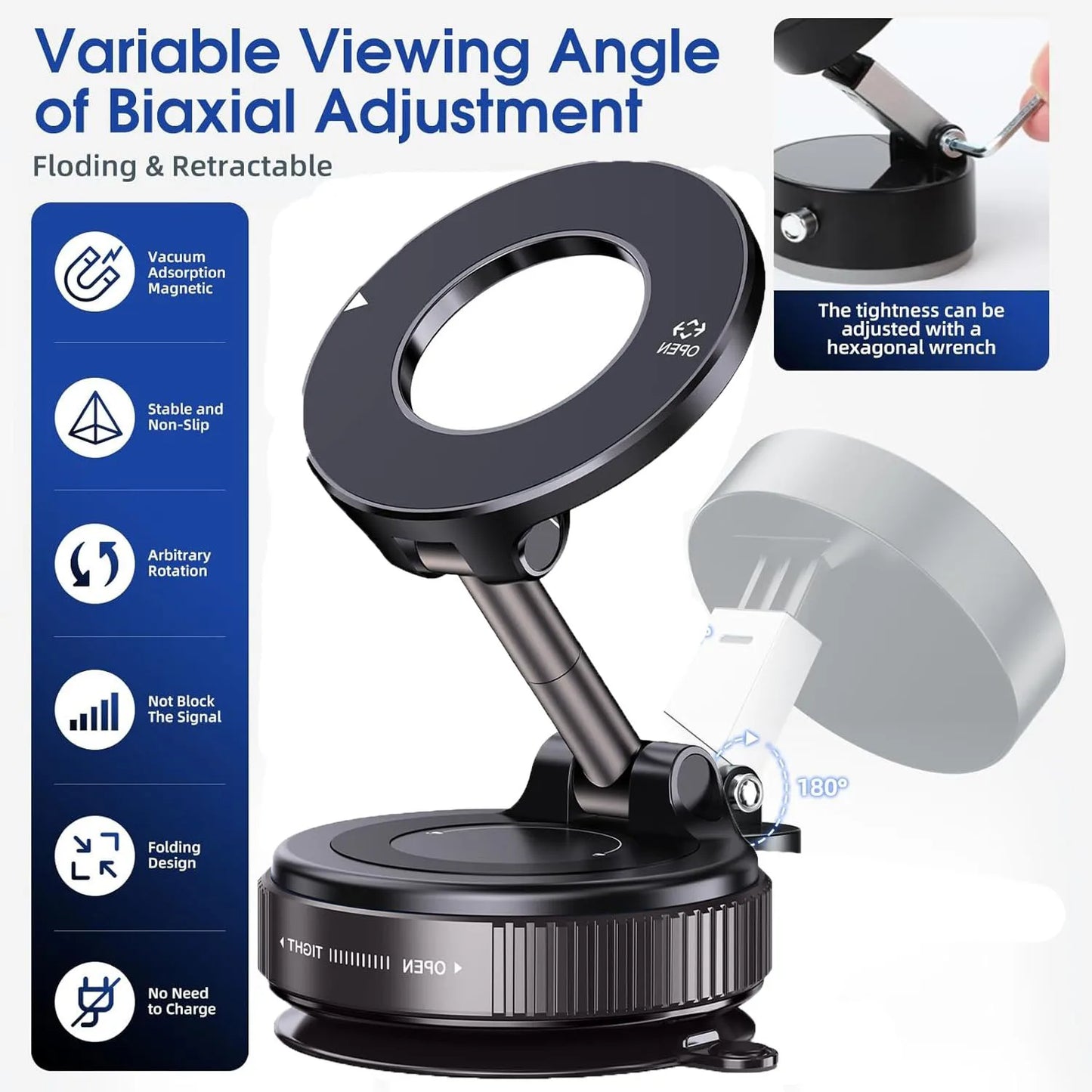 360° Adjustable Vacuum Magnetic Mount Car